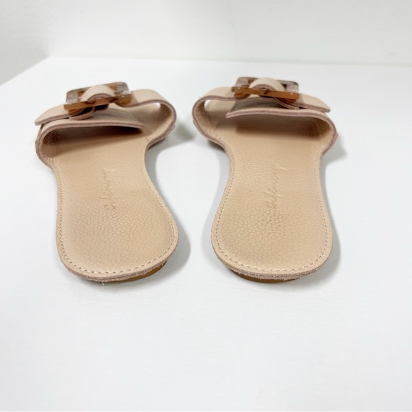 Definery Loop Blush Flat Slide Sandals Tortoise Buckle 37 7 - Picture 5 of 7